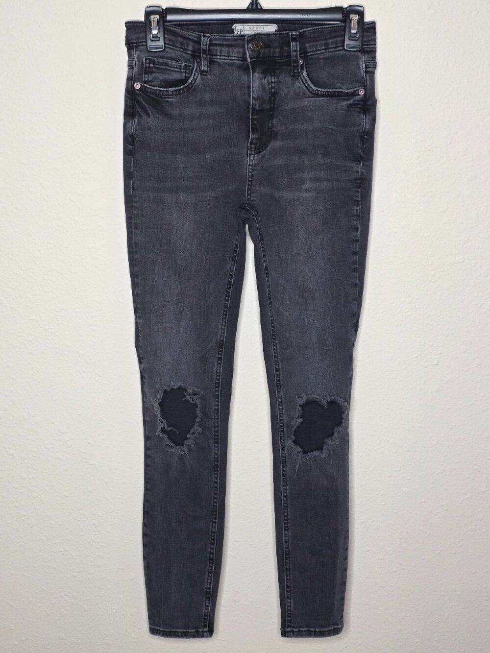 Free People Distressed Black Women's Jeans, Size 27